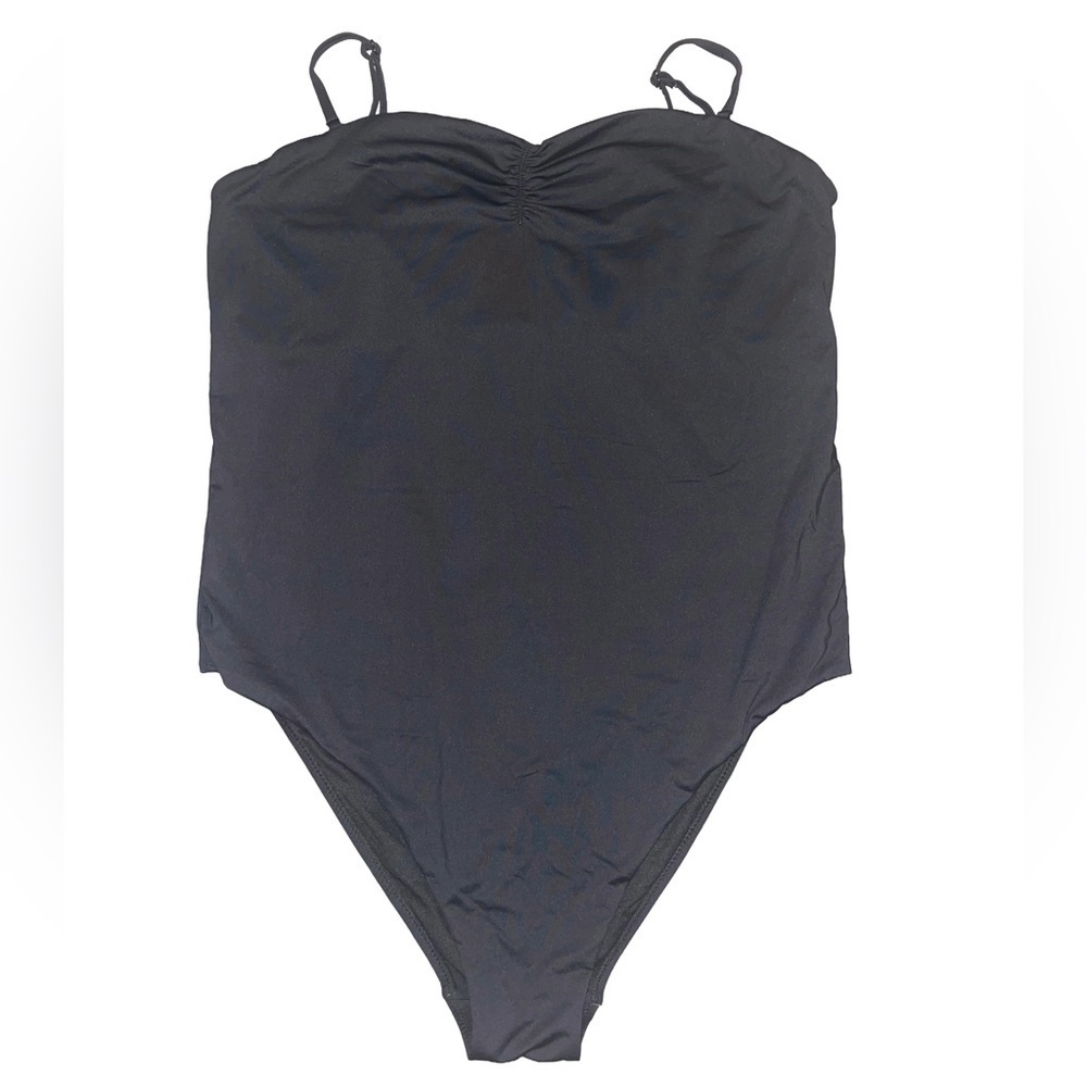 PRIMARK BEACH CINCHED FRONT ONE PIECE SWIMSUIT -  BLACK SIZE XL (NEW WITH TAGS) - Picture 2 of 5